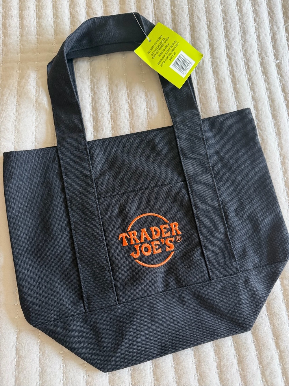 Trader Joe's Black Canvas Tote with Orange Logo